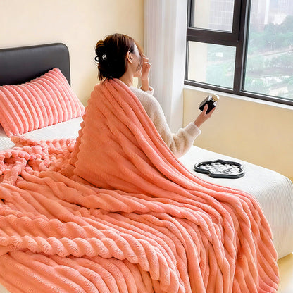 🛏️Sűrű nyúl plüss és tejbársony huzatú takaró