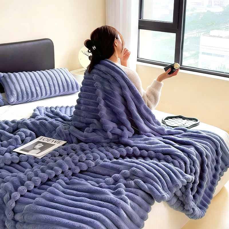 🛏️Sűrű nyúl plüss és tejbársony huzatú takaró