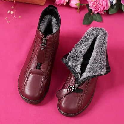 🔥Utolsó napi akció – 50% kedvezmény - Női csúszásgátló bokacsizma természetes bőrből