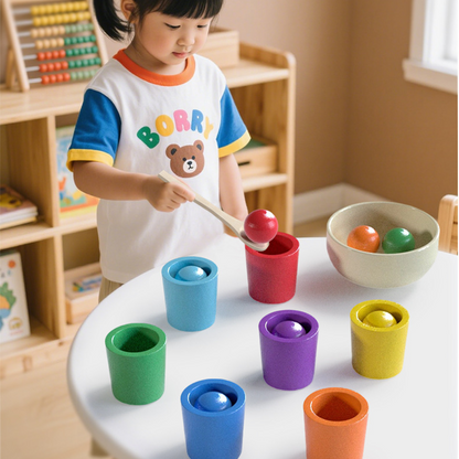 🌈 Szivárványgolyók poharakban Montessori játékok kisgyermekeknek 👶🧠