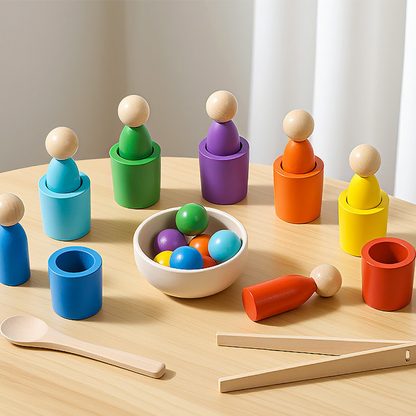 🌈 Szivárványgolyók poharakban Montessori játékok kisgyermekeknek 👶🧠