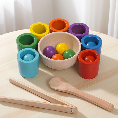 🌈 Szivárványgolyók poharakban Montessori játékok kisgyermekeknek 👶🧠