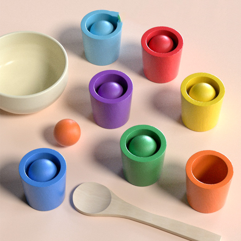 🌈 Szivárványgolyók poharakban Montessori játékok kisgyermekeknek 👶🧠