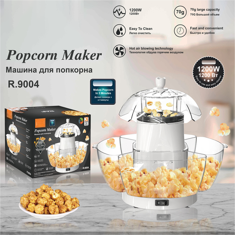 🍿 1200W automatikus forró levegős popcorn készítőgép