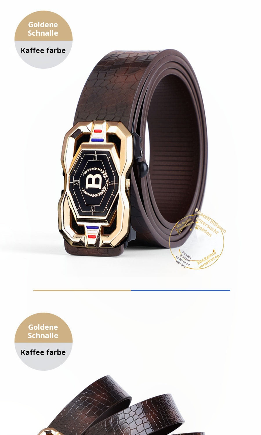 🐊Férfi bőröv, elegáns krokodilbőr mintával, automatikus csatral, marhabőrből készült.